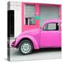 ¡Viva Mexico! Square Collection - Hot Pink VW Beetle and Pink Facade-Philippe Hugonnard-Stretched Canvas