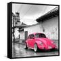 ?Viva Mexico! Square Collection - Hot Pink VW Beetle Car in San Cristobal de Las Casas-Philippe Hugonnard-Framed Stretched Canvas