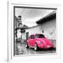 ?Viva Mexico! Square Collection - Hot Pink VW Beetle Car in San Cristobal de Las Casas-Philippe Hugonnard-Framed Photographic Print