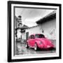 ?Viva Mexico! Square Collection - Hot Pink VW Beetle Car in San Cristobal de Las Casas-Philippe Hugonnard-Framed Photographic Print