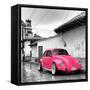 ?Viva Mexico! Square Collection - Hot Pink VW Beetle Car in San Cristobal de Las Casas-Philippe Hugonnard-Framed Stretched Canvas