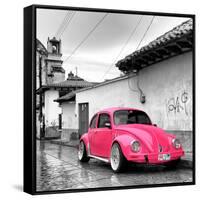 ?Viva Mexico! Square Collection - Hot Pink VW Beetle Car in San Cristobal de Las Casas-Philippe Hugonnard-Framed Stretched Canvas
