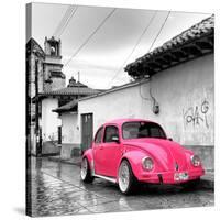 ?Viva Mexico! Square Collection - Hot Pink VW Beetle Car in San Cristobal de Las Casas-Philippe Hugonnard-Stretched Canvas