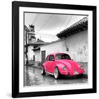 ?Viva Mexico! Square Collection - Hot Pink VW Beetle Car in San Cristobal de Las Casas-Philippe Hugonnard-Framed Photographic Print