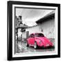 ?Viva Mexico! Square Collection - Hot Pink VW Beetle Car in San Cristobal de Las Casas-Philippe Hugonnard-Framed Photographic Print