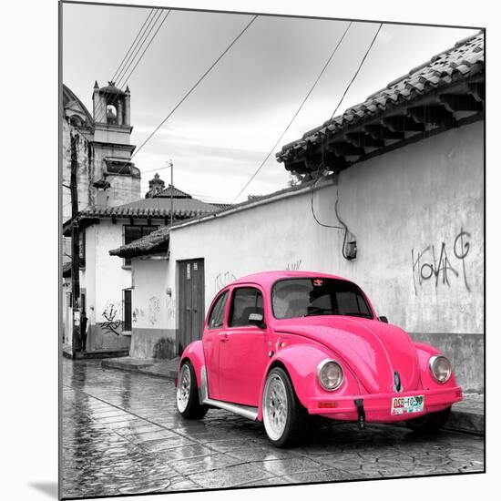 ?Viva Mexico! Square Collection - Hot Pink VW Beetle Car in San Cristobal de Las Casas-Philippe Hugonnard-Mounted Photographic Print