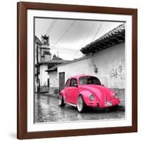 ?Viva Mexico! Square Collection - Hot Pink VW Beetle Car in San Cristobal de Las Casas-Philippe Hugonnard-Framed Photographic Print