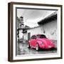 ?Viva Mexico! Square Collection - Hot Pink VW Beetle Car in San Cristobal de Las Casas-Philippe Hugonnard-Framed Photographic Print