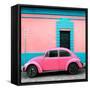 ¡Viva Mexico! Square Collection - Hot Pink VW Beetle - San Cristobal-Philippe Hugonnard-Framed Stretched Canvas