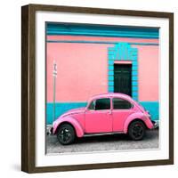 ¡Viva Mexico! Square Collection - Hot Pink VW Beetle - San Cristobal-Philippe Hugonnard-Framed Photographic Print