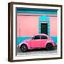 ¡Viva Mexico! Square Collection - Hot Pink VW Beetle - San Cristobal-Philippe Hugonnard-Framed Photographic Print