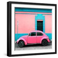 ¡Viva Mexico! Square Collection - Hot Pink VW Beetle - San Cristobal-Philippe Hugonnard-Framed Photographic Print