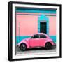 ¡Viva Mexico! Square Collection - Hot Pink VW Beetle - San Cristobal-Philippe Hugonnard-Framed Photographic Print