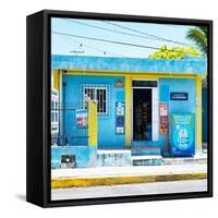 ¡Viva Mexico! Square Collection - "La Esquina" Blue Supermarket - Cancun-Philippe Hugonnard-Framed Stretched Canvas