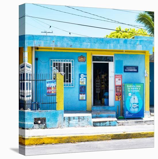 ¡Viva Mexico! Square Collection - "La Esquina" Blue Supermarket - Cancun-Philippe Hugonnard-Stretched Canvas