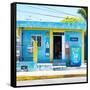 ¡Viva Mexico! Square Collection - "La Esquina" Blue Supermarket - Cancun-Philippe Hugonnard-Framed Stretched Canvas