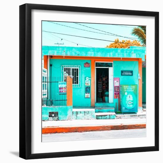 ¡Viva Mexico! Square Collection - "La Esquina" Coral Green Supermarket - Cancun-Philippe Hugonnard-Framed Photographic Print