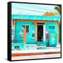 ¡Viva Mexico! Square Collection - "La Esquina" Coral Green Supermarket - Cancun-Philippe Hugonnard-Framed Stretched Canvas