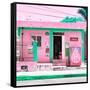 ¡Viva Mexico! Square Collection - "La Esquina" Pink Supermarket - Cancun-Philippe Hugonnard-Framed Stretched Canvas