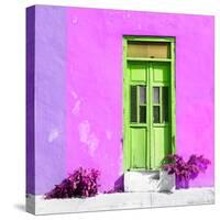 ¡Viva Mexico! Square Collection - Lime Green Door & Pink Wall in Campeche-Philippe Hugonnard-Stretched Canvas