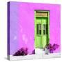 ¡Viva Mexico! Square Collection - Lime Green Door & Pink Wall in Campeche-Philippe Hugonnard-Stretched Canvas