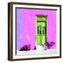¡Viva Mexico! Square Collection - Lime Green Door & Pink Wall in Campeche-Philippe Hugonnard-Framed Photographic Print