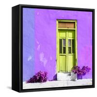 ¡Viva Mexico! Square Collection - Lime Green Door & Purple Wall in Campeche-Philippe Hugonnard-Framed Stretched Canvas