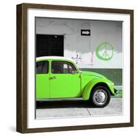 ?Viva Mexico! Square Collection - Lime Green VW Beetle Car & Peace Symbol-Philippe Hugonnard-Framed Photographic Print