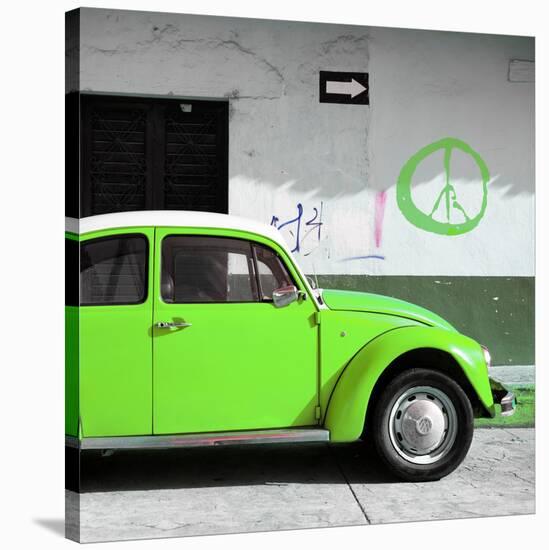 ?Viva Mexico! Square Collection - Lime Green VW Beetle Car & Peace Symbol-Philippe Hugonnard-Stretched Canvas