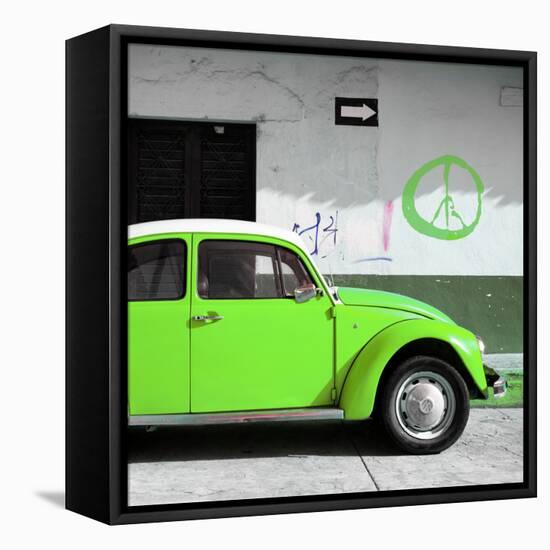 ?Viva Mexico! Square Collection - Lime Green VW Beetle Car & Peace Symbol-Philippe Hugonnard-Framed Stretched Canvas