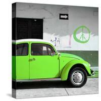 ?Viva Mexico! Square Collection - Lime Green VW Beetle Car & Peace Symbol-Philippe Hugonnard-Stretched Canvas