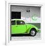 ?Viva Mexico! Square Collection - Lime Green VW Beetle Car & Peace Symbol-Philippe Hugonnard-Framed Photographic Print