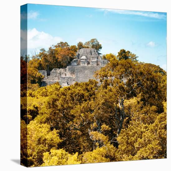 ¡Viva Mexico! Square Collection - Mayan Pyramid of Calakmul with Fall Colors II-Philippe Hugonnard-Stretched Canvas