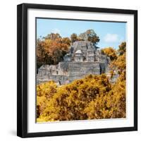 ¡Viva Mexico! Square Collection - Mayan Pyramid of Calakmul with Fall Colors-Philippe Hugonnard-Framed Photographic Print