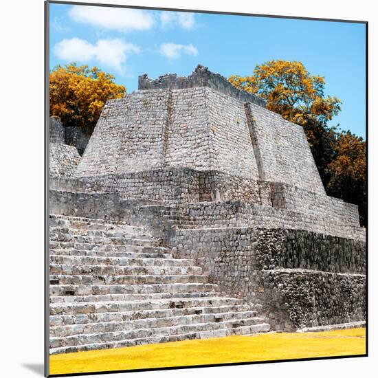 ¡Viva Mexico! Square Collection - Mayan Ruins in Edzna with Fall Colors-Philippe Hugonnard-Mounted Photographic Print