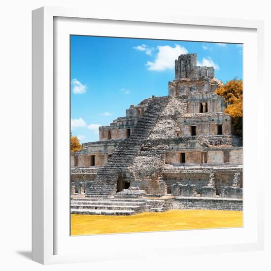 ¡Viva Mexico! Square Collection - Mayan Ruins with Fall Colors - Edzna III-Philippe Hugonnard-Framed Photographic Print