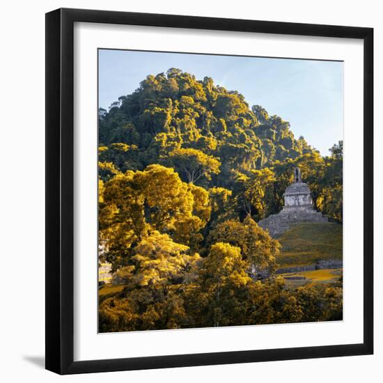 ¡Viva Mexico! Square Collection - Mayan Temple at Sunrise with Fall Colors-Philippe Hugonnard-Framed Photographic Print