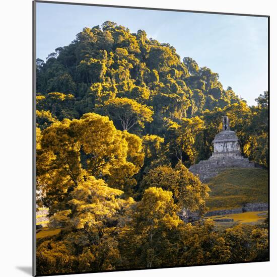 ¡Viva Mexico! Square Collection - Mayan Temple at Sunrise with Fall Colors-Philippe Hugonnard-Mounted Photographic Print