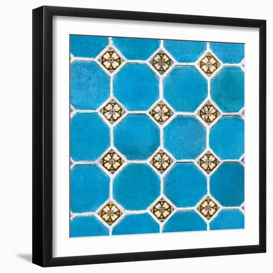 ¡Viva Mexico! Square Collection - Mosaics Blue Bricks-Philippe Hugonnard-Framed Photographic Print