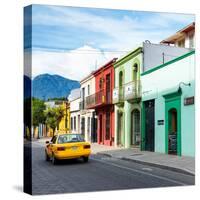 ¡Viva Mexico! Square Collection - Oaxaca Street with Yellow Taxi-Philippe Hugonnard-Stretched Canvas
