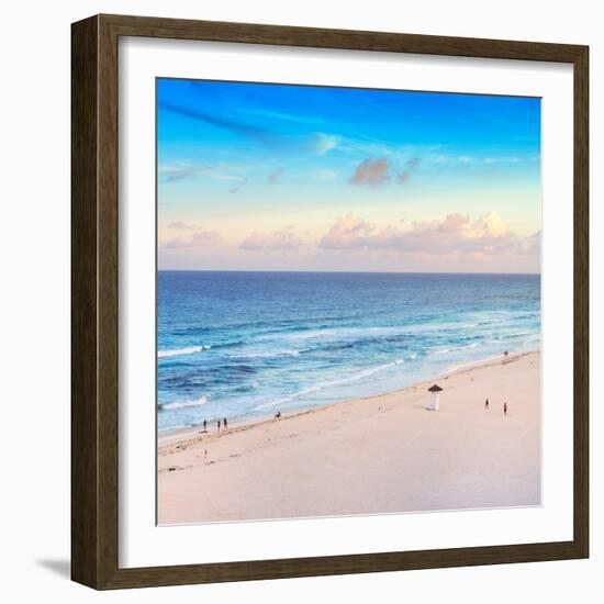 ¡Viva Mexico! Square Collection - Ocean View at Sunset in Cancun-Philippe Hugonnard-Framed Photographic Print