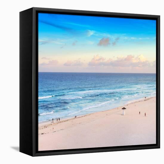 ¡Viva Mexico! Square Collection - Ocean View at Sunset in Cancun-Philippe Hugonnard-Framed Stretched Canvas