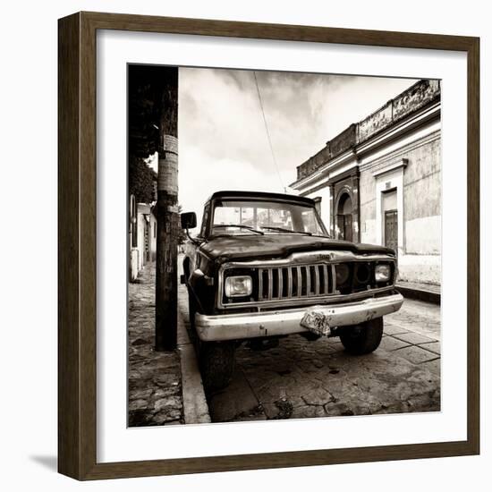 ¡Viva Mexico! Square Collection - Old Jeep in the street of San Cristobal III-Philippe Hugonnard-Framed Photographic Print