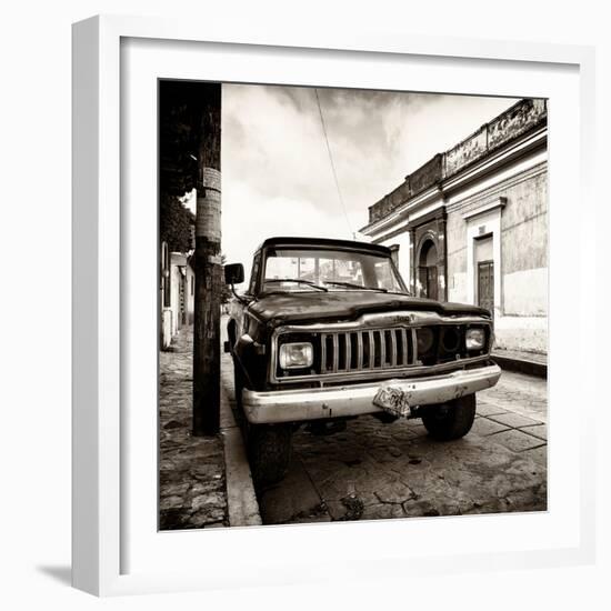 ¡Viva Mexico! Square Collection - Old Jeep in the street of San Cristobal III-Philippe Hugonnard-Framed Photographic Print