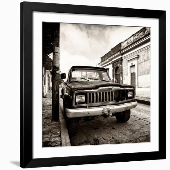 ¡Viva Mexico! Square Collection - Old Jeep in the street of San Cristobal III-Philippe Hugonnard-Framed Photographic Print