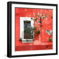 ¡Viva Mexico! Square Collection - Old Red Facade II-Philippe Hugonnard-Framed Photographic Print