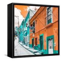 ¡Viva Mexico! Square Collection - Orange & Turquoise Facades of Guanajuato-Philippe Hugonnard-Framed Stretched Canvas