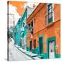 ¡Viva Mexico! Square Collection - Orange & Turquoise Facades of Guanajuato-Philippe Hugonnard-Stretched Canvas