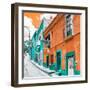 ¡Viva Mexico! Square Collection - Orange & Turquoise Facades of Guanajuato-Philippe Hugonnard-Framed Photographic Print