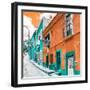 ¡Viva Mexico! Square Collection - Orange & Turquoise Facades of Guanajuato-Philippe Hugonnard-Framed Photographic Print